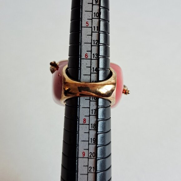 New Angelique de Paris Gold Plated Red Brown Tigereye Cage Ring Size 7 - Picture 12 of 16